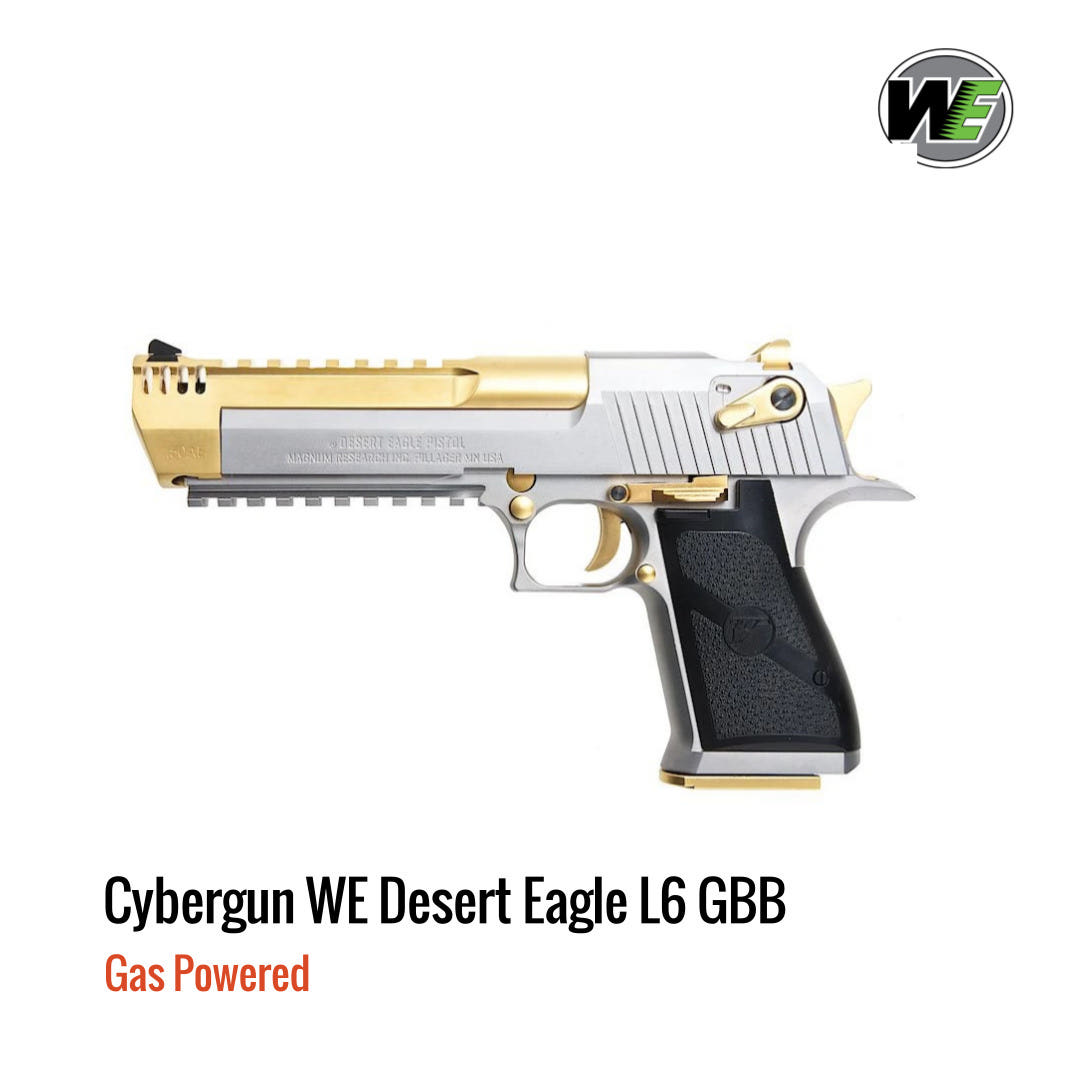 [해외] Cybergun WE Desert Eagle L6 가스 블로우백 풀메탈 실버 골드 투톤